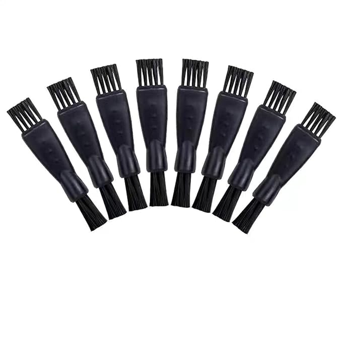 8 Pieces Shaver Brush Razor Cleaning Brush Electric Shaver Double Sided Trimmer Shaver Brush Cleaner Set Nylon Bristles PP Handle Hair Remover Shaving Razor Brush Replacement Brushes