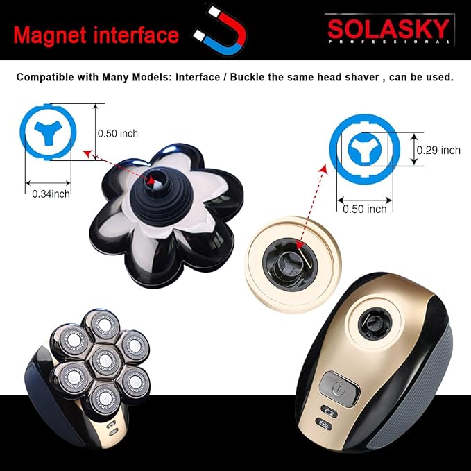 Universal Magnetic 7 Blades Compatible with Freedom Bird Shaver. Head Shaver Replacement Heads