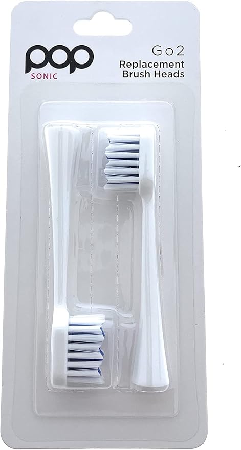 6-Pack Pop Sonic Replacement Toothbrush Heads - Compatiable w/Go Plus - Toothbrush Head w/Super Soft Dupont Tynex Nylon Bristles