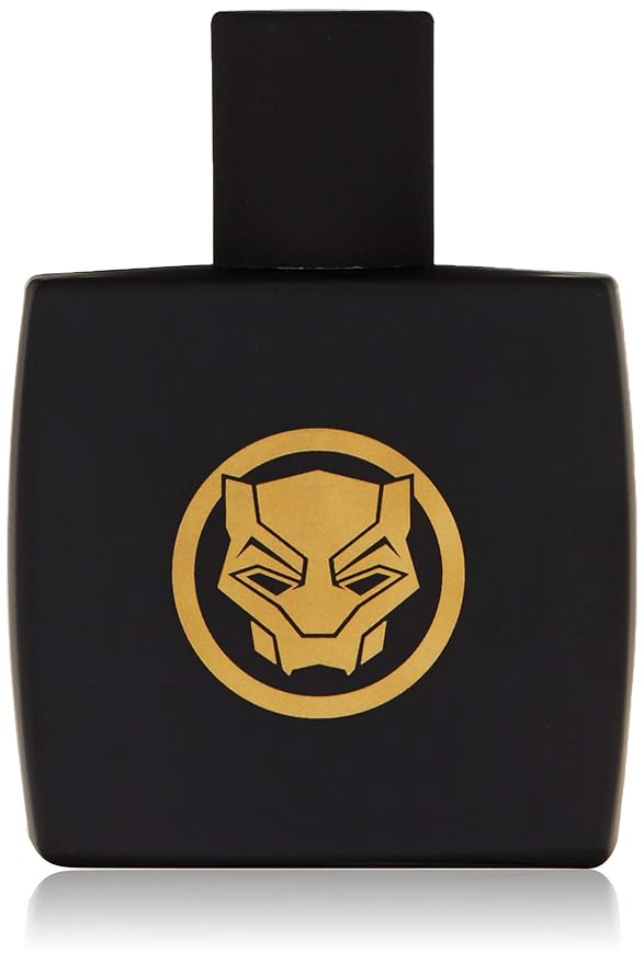 Marvel Black Panther, Fragrance, For Men, Eau De Toilette, EDT, 3.4oz, 100ml, Cologne, Spray, Made in Spain, By Air Val International, Black and Gold, Essence of Wakanda, 3.4Fl Oz