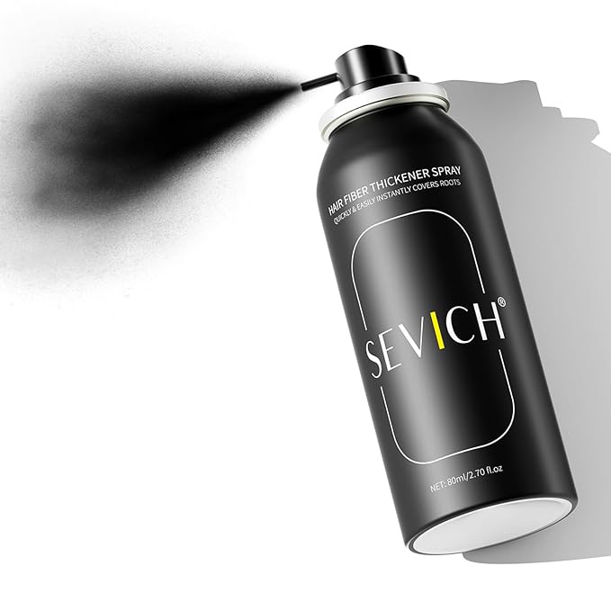 Sevich Hair Fiber Spray for Thinning Hair - Black Hair Building Fibers Instant Thickening for Men & Women, Waterproof & Sweatproof Root Touch Up Spray, Travel Size 80ml (Black)