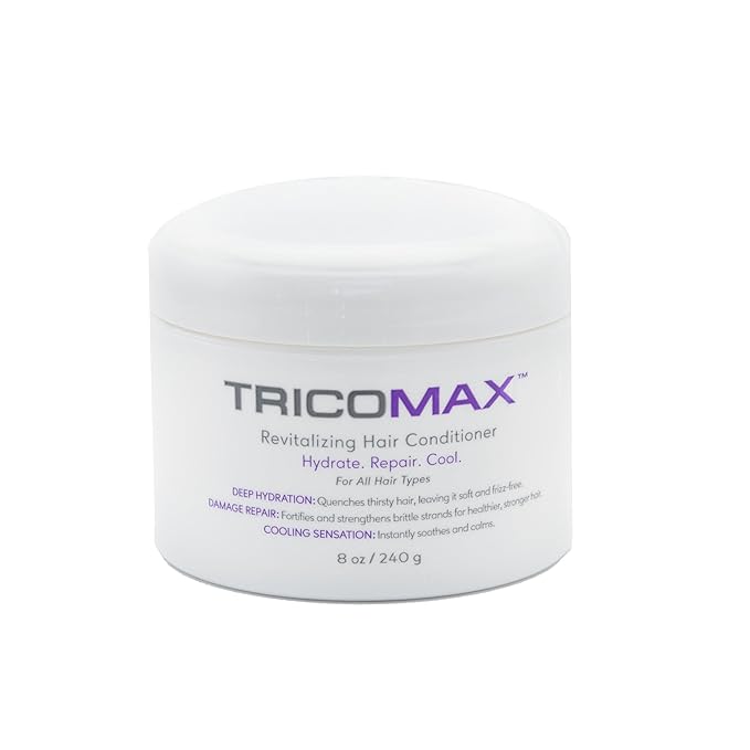 Revitalizing Hair Conditioner, Deep Hydration & Hair Growth Support,Strengthens & Thickens Thinning Hair, Cooling Scalp Relief with Keratin, Peppermint & Shea Butter. Frizz-Free Softness, 8oz.