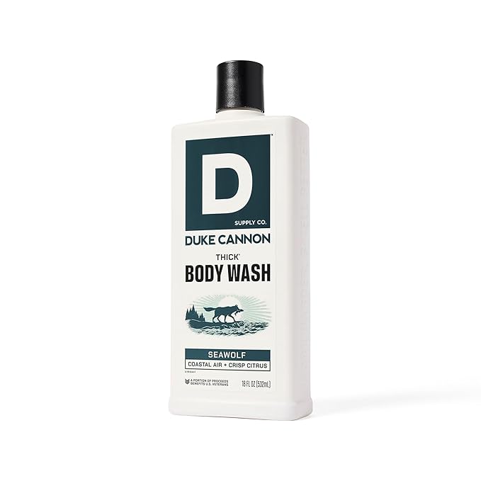 Duke Cannon Supply Co. Thick High Viscosity Body Wash – 3X Thicker, Plant-Based, Mineral-Enriched for Men – Shower Gel – Men’s Body Scrub – Seawolf 3 Pack – 18 oz