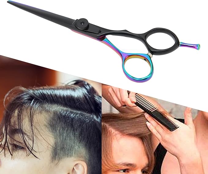 Barber Scissors Stainless Steel Hair Cutting Shears, Lightweight Ergonomic Beard and Mustache Trimming Scissors with Sharp Blades for Barbershop and Home Use (Flat Scissors: for Pets' Body and Leg