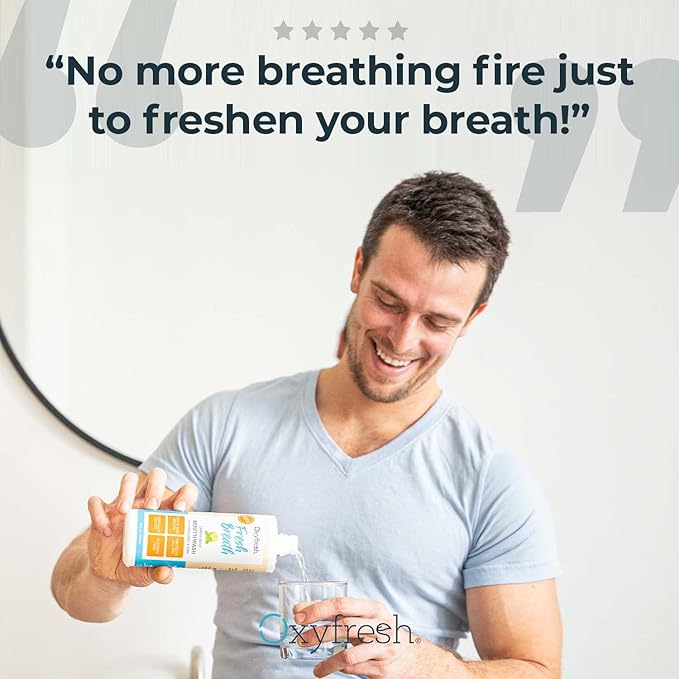 Oxyfresh Lemon Mint Fresh Breath Mouthwash – Bad Breath Treatment – SLS & Fluoride Free – Alcohol Free, Gentle Nonburning with Xylitol & Essential Oils – 16 Fl Oz (Pack of 2)