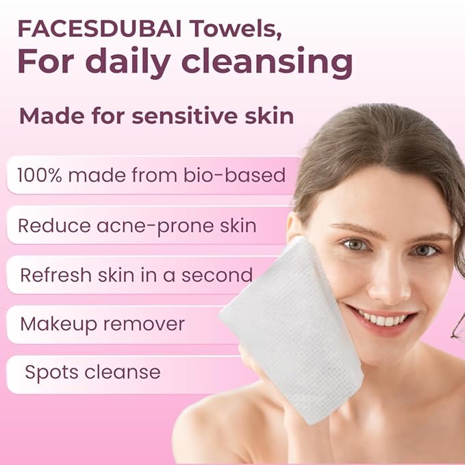 Face Towels, Disposable Face Towel XL, Makeup Remover, Dry Face Wipes, Clean Facial Towel for Oily and Sensitive Skin, ultra soft 100% USDA Biobased, Skin Care Friendly, 50 Count (1 Pack)