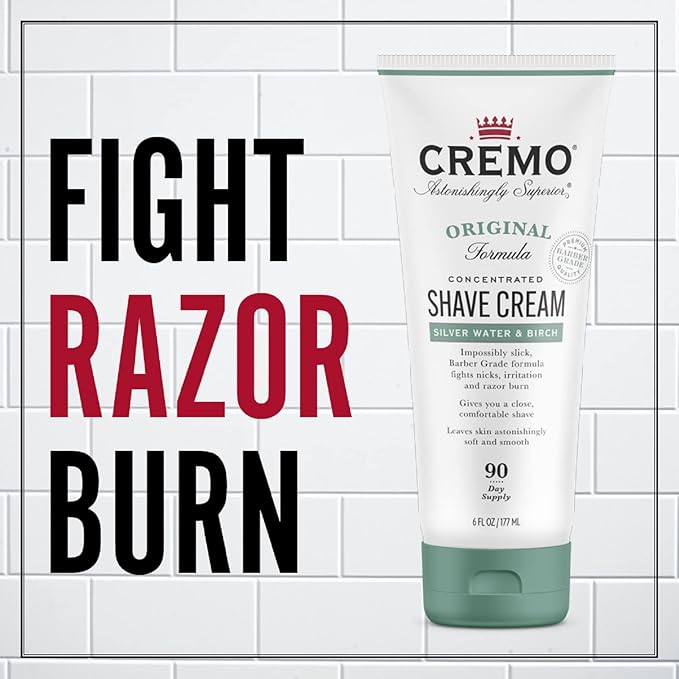 Cremo Barber Grade Sandalwood and Silver Water & Birch Shave Creams, Ultra-Slick Shaving Cream for Men Fights Nicks, Cuts and Razor Burn, 2 x 6 Fl Oz