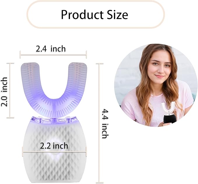 Automatic Toothbrush for Adults - Ultrasonic Electric Toothbrush Rechargeable Waterproof Design with Soft Bristles & 30s Timer Wireless Charging Portable Travel & Home Use (White)
