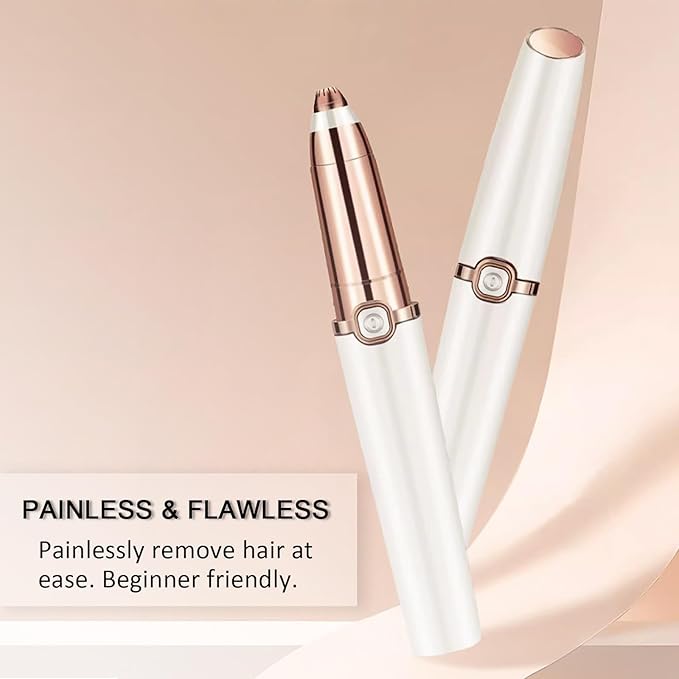 Eyebrow Hair Remover, Upgraded Hair Removal Trimmer, Flawless & Pain-Free Facial Hair Removal for Women & Men, Body Hair Trimmer Personal Groomers for Upper Lips/Nose/Eyebrow/arms/Legs (Pearl White)