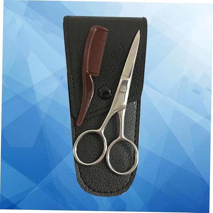 NOLITOY 2sets Stainless Steel Eyebrow Trimmer Grooming Kit for Men Mustache Scissors Beard Cutting Shears Hair Trimmers Hair Care Accessory