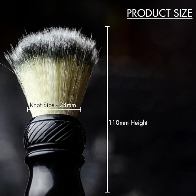Synthetic Shaving Brush – 24mm Knot Soft Bristle Shaving Brush Men, Black Tuxedo Handle, Effortless Lathering, Ideal for All Skin Types & Daily Use