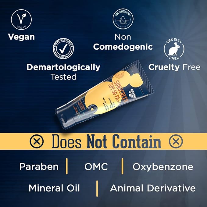 Beardhood SPF 50 PA+++ Sunscreen For Men | Non Greasy, Water & Sweat Resistant | OMC & Oxybenzone Free | Suitable for all Skin Types, 50g