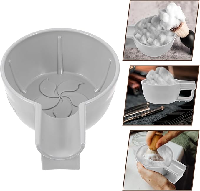 TEHAUX Small Gray Plastic Shaving Soap Bowl Thickened Wide Mouth Deep Shave Cup for Men Reusable Foam Lather Container Suitable for Wet Shaving and Travel
