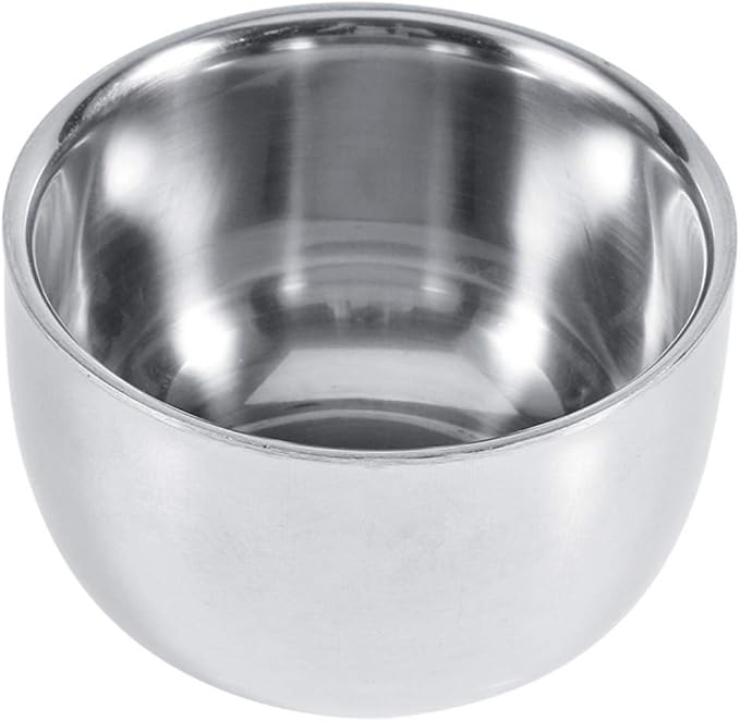 Agatige Shaving Bowl for Men, Double Layer Stainless Steel Shaving Lather Dish Soap Bowl Accessories for Barber Shops, Home, Business or Travel Use