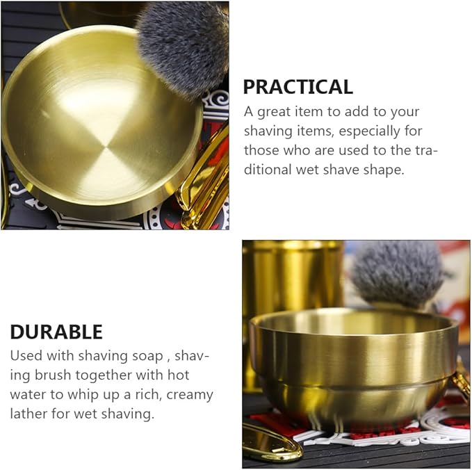 Homoyoyo Stainless Steel Shaving Soap Bowl with Lid Beard Shaving Cup Foaming Mug for Men Face Cleaning Grooming Tool in Gold