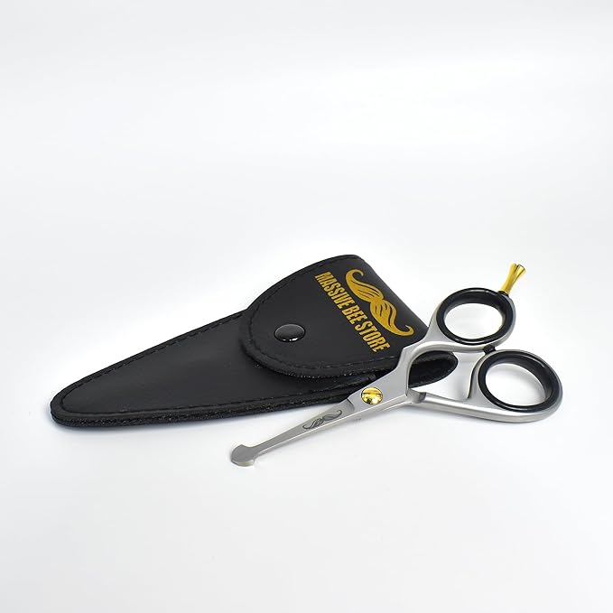 Rounded-Tip Trimming Scissors for Men – Stainless Steel High Carbon Beard, Mustache, and Ear Hair Grooming Scissor (Silver-Round-Tip)
