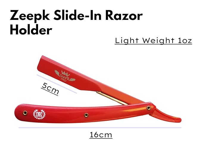 PROFESSIONAL STRAIGHT BARBER RAZOR CLEAN SHAVE + FREE BLADES STRAIGHT EDGE BLADE AFEITADO RAPADA USA SALON SHAVING CLASSIC STAINLESS STEEL (Red Razor Holder)