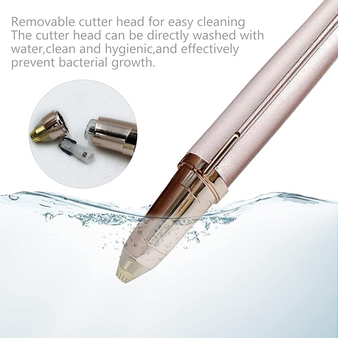 USB Rechargeable Portable Electric Eyebrow Trimmer Pen for Women, Painless Precision Hair Remover, Safe Shaver Razor Tool for Face, Leg, Lip, Armpit, Hand (Rose Gold)
