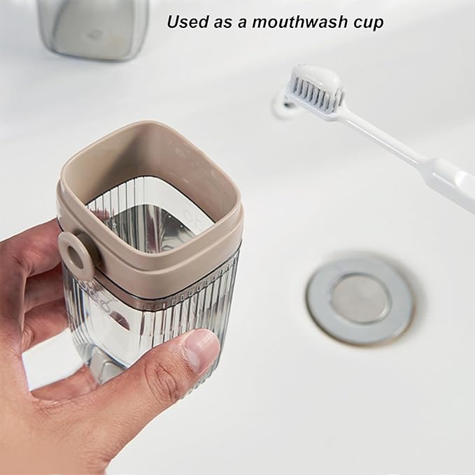 Toothbrush Cup Toothbrush Travel Case, Travel Toothbrush Holder Case with Cover Portable Multifunctional Toothbrush Cover, Suitable for Travel Business Camping Bathroom School or Daily Uses (A-Coffee)