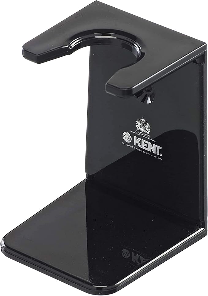 KENT VSB1 Small Black Plastic Shaving Brush Stand for Self Adhesive Hang Drying Shave Brush. Essential Part of Any Mens Shaving Kit, Shaving Brush Holder Extends Natural Bristle Shaving Brushes Life