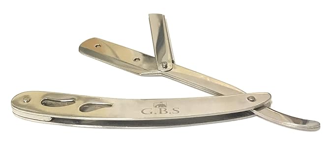 G.B.S Professional Barber Straight Edge Razor Safety with 20-Pack Platinum Blades - 100 Percent Stainless Steel (Chrome)