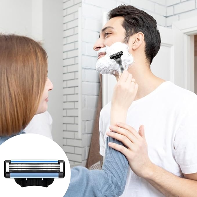 Razor Refills for Men,Razor Blade Refills for Men - 24PCS Compatible with mach 3 razor blades refills with Mach3 Razors, Dual Lubrication Blades for Extra Close & Comfortable Shave