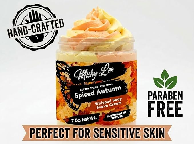 Spiced Autumn Whipped Soap and Shave Cream for Sensitive Skin - Hand-Crafted, Paraben Free (20 Ounce)