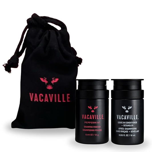 Vacaville Beauty Shampoo Gift Set: Peppermint Powder Shampoo & Conditioner for All Hair Types - Vegan, Eco-Friendly, Cruelty-Free - Botanical Ingredients Clinically Proven to Promote Hair Growth