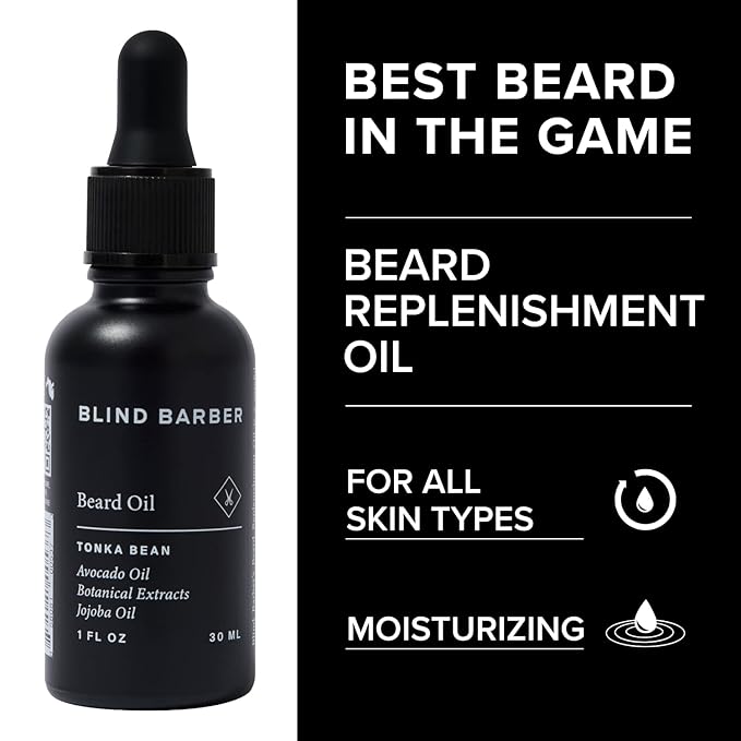 Blind Barber Rejuvenating Face & Beard Oil for Men - Moisturizing & Softening - Hydrate Clean Shaven Skin or Use As a Natural Beard Growth Oil for Men - (1 Oz)