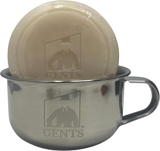 Stainless Steel Shaving Mug with Handle & Shea Butter Infused Lavender Citrus Shaving Soap – Men’s Wet Shave Bowl with Natural Lathering Soap