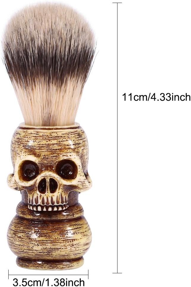 Shaving Brush, Hair Shave Brush, Skull Head Shape Mens Shaving Brush for Shaving Cream Foam or Soap