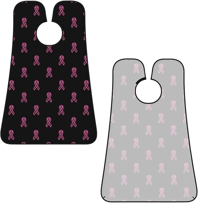 Beard Trimming Catcher Apron, Waterproof Non-Stick Grooming Bib for Shaving, Ideal for Men Dad Father’s Day, Neon Pink Ribbon Breast Cancer Awareness Shave Bib