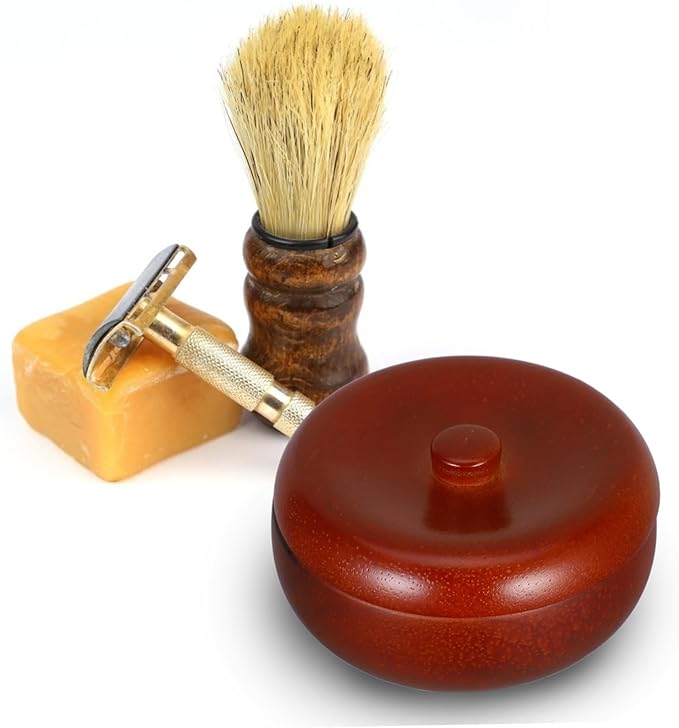 Razor Bowl Mug Wooden Shaving Bowl Lid Shave Soap Cup Shaving Cream for Men