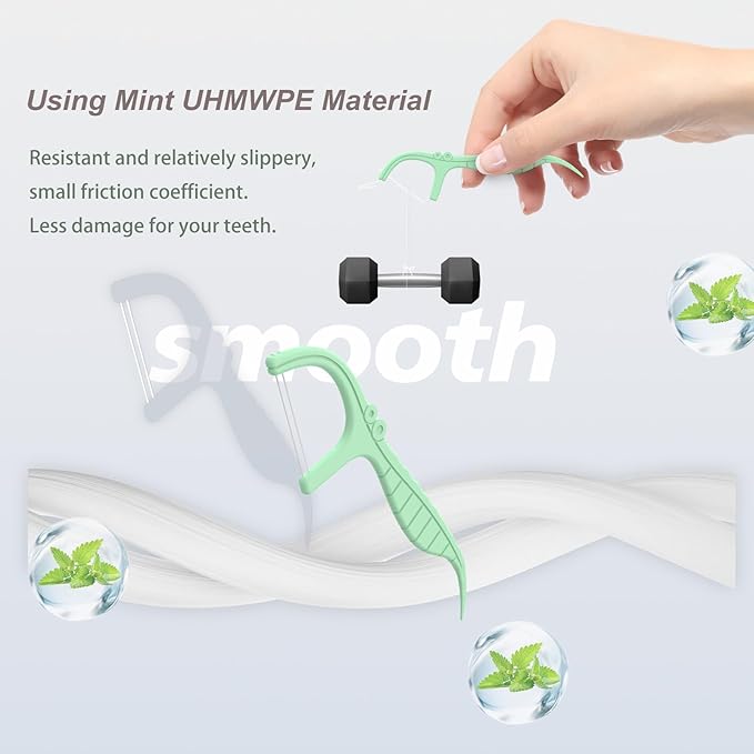 Mint Dental Floss Picks-250 Count LIAMOSS Twin Line Flosser-5 Box Portable Case Floss Organizers-Dual Function Toothpicks Storage-Pocket Floss Case Travel Essentials