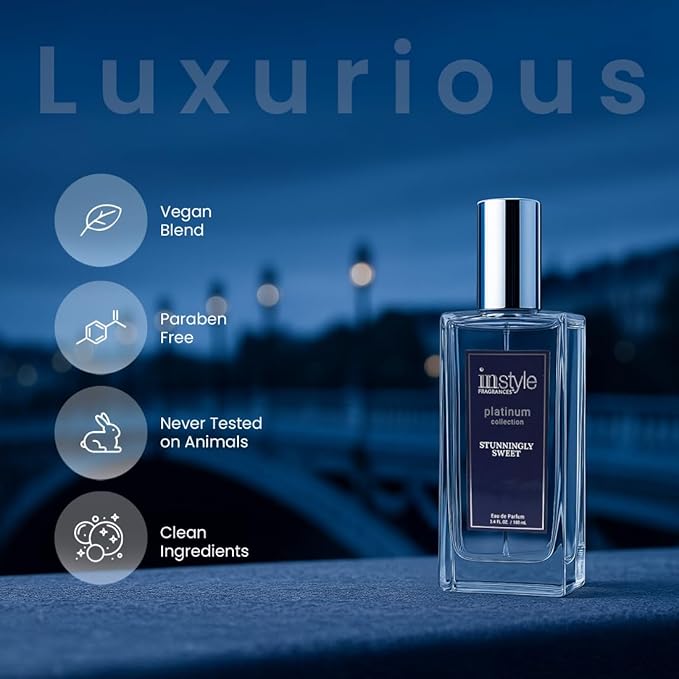 InStyle Fragrances Platinum Collection Stunningly Sweet, Inspired by L.ancôme’s La Vi.e Est. Belle, Premium Women’s Eau de Parfum, CLEAN, Vegan, Paraben-Free, Never Tested on Animals, 3.4 Fluid Ounces