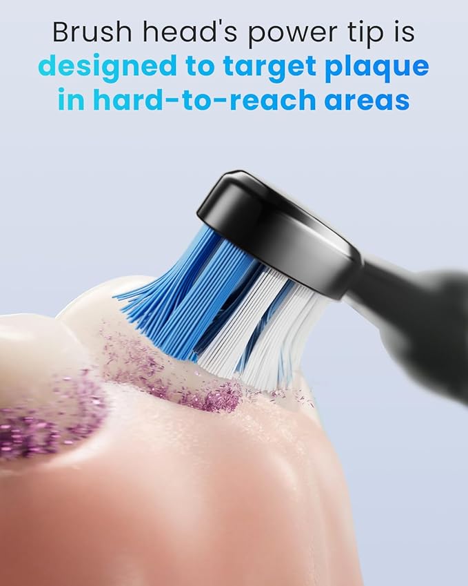 Onlyone Replacement Toothbrush Heads, Compatible with Philips Sonicare Click-on Handles, and AquaSonic Electric Toothbrush, Soft Electric Toothbrush Heads Refills, Black, 8 Pack