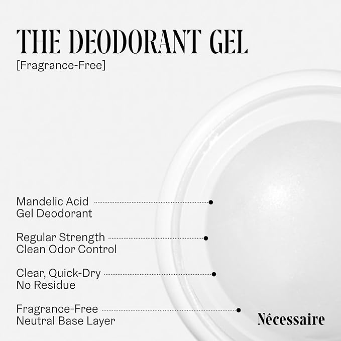Nécessaire The Deodorant Fragrance-Free | Natural Aluminum Free Deodorant For Women & Men. Extra Strength Treatment with Mandelic Acid. Free of Baking Soda, Ozokerite & Parabens (75 g/2.5 oz)