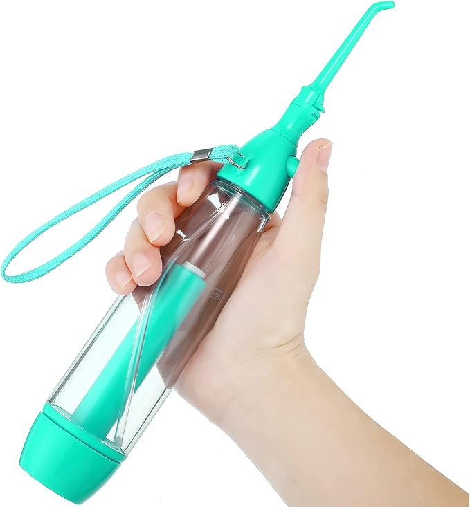 Water Dental Flosser for Teeth Oral Irrigator Water Teeth Cleaner Non Electric Portable Affordable Oral Irrigator Cordless Manual Air Pressure Simple Operation for Home and Travel