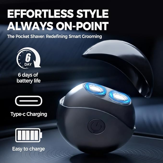 Portable Multifunctional Electric Shaver, USB Mini Shavers for Men, Rechargeable Electric Mini Portable Razor, Washable Double Head Razor, Waterproof Compact Electric Shaver for Home, Travel (Silver)