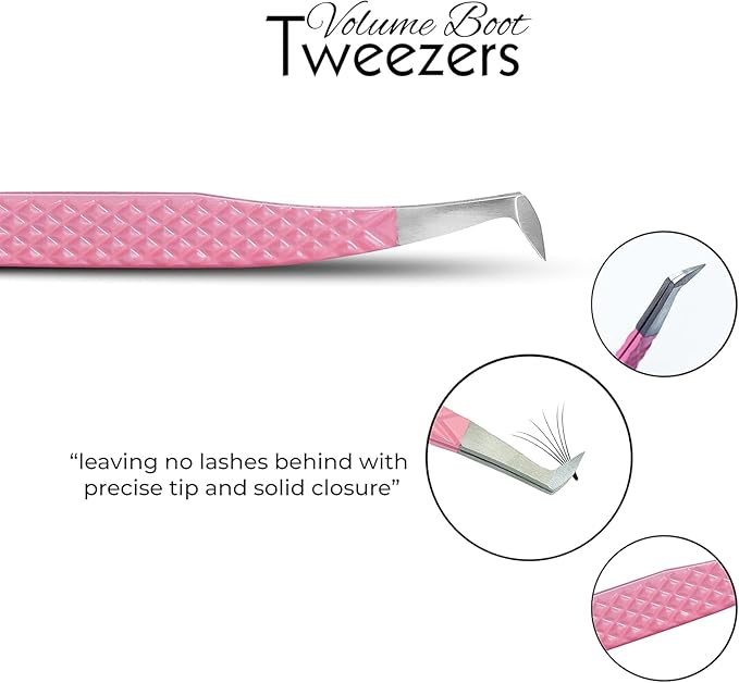 SIVOTE Lash Tweezers for Eyelash Extensions, Set of 6 - Volume, Volume Boot, Slim 90 Degree Tweezers with Fiber Tips in Pastel Colors, Ideal for Mega, Volume & Russian Lashes - Includes Leather Pouch