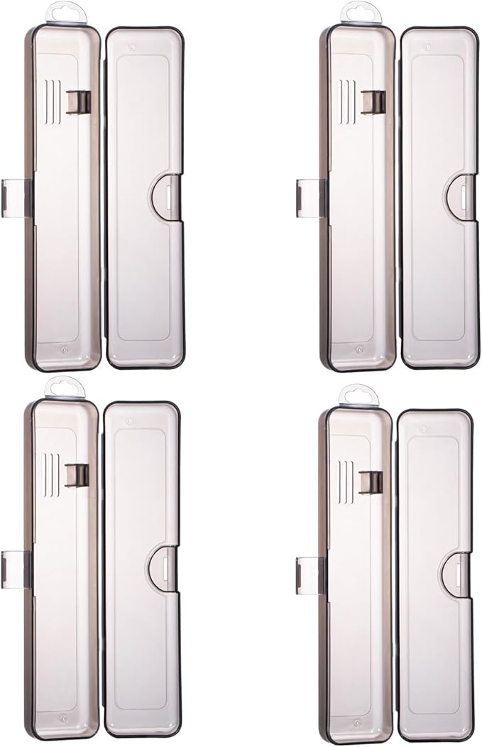 Yeeco Toothbrush Case 4 Pack, Transparent Black Toothbrush Travel Case, Plastic Toothbrush Holder Travel Size, 7.87 x 1.85 x 1.18 inches Portable for Traveling