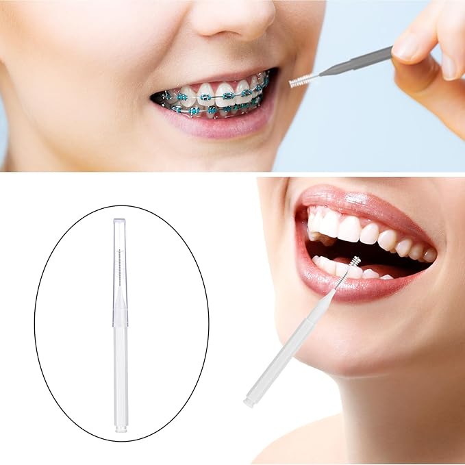 Patelai 50 Pieces Interdental Brush for Cleaner Braces Brush Toothpick Dental Tooth Flossing Head Oral Dental Hygiene Flosser Toothpick Cleaners Tooth Cleaning Tool (Black, White, Gray)