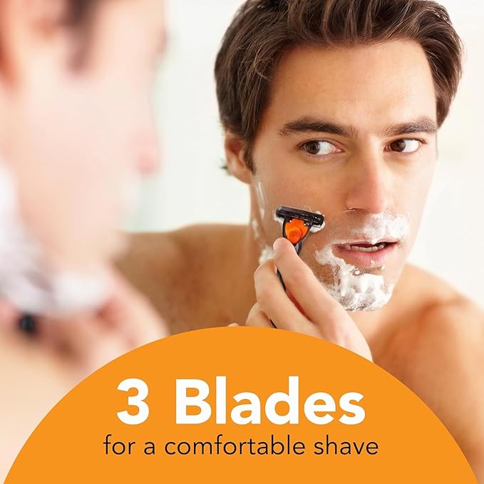 BIC Comfort 3 Men's Refillable 3 Blade Razors, Long-Lasting Shave and Pivoting Head, 1 Handle and 12 Cartridges