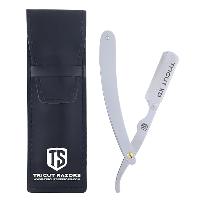 Barber Shaving Razor – Crown Finish Professional Straight Edge Razor for Men, Stainless Steel Barber Razor for Precise Shaving & Beard Styling