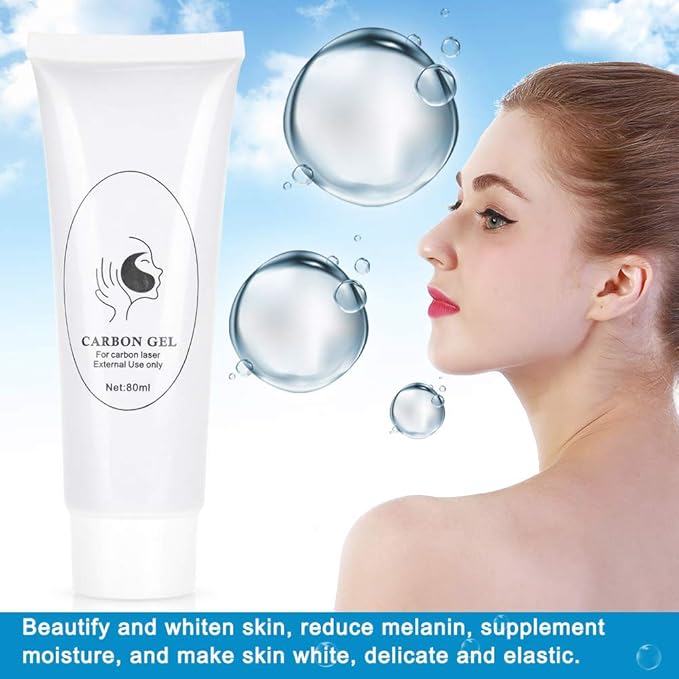80ml Carbon Creme Gel, Peeling Facial Cream for Blackhead Removal & Skin Rejuvenation with Light Machine for Laser Skin Treatment & Deep Cleansing