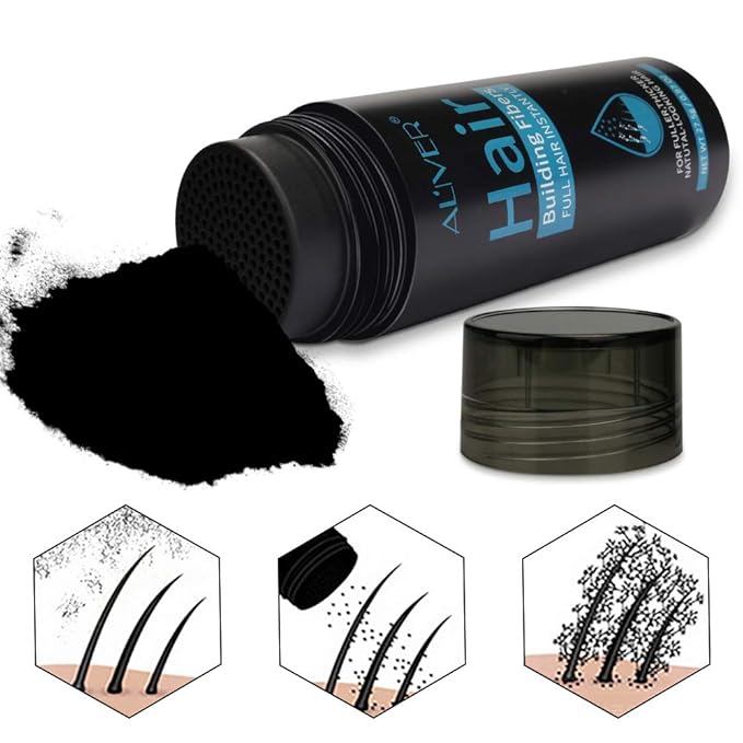Hair Fibers for Thinning Hair With Spray,Undetectable Natural Formula,Thicker Fuller Hair in 15 Seconds,Instantly Conceal & Thicken Thinning or Balding Hair Areas,For Men&Women，Black