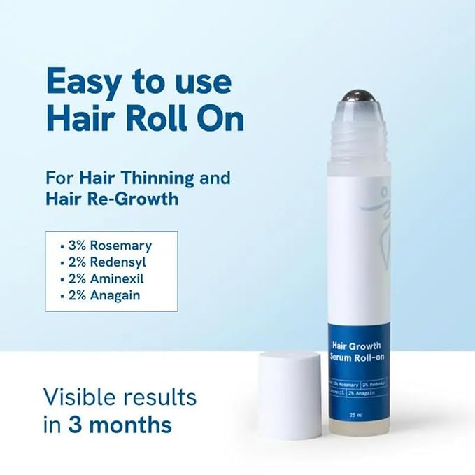 2 Pack Be - Bodily' Wise 3%-Rosemary 3%-RedensyI & 2%-Anagaln Hair & Beard Growth Serum Roll On |Thicker+Stronger |Prevents Hair Fall & Stimulates Hair Follicles|for All Hair Types| Women & Men