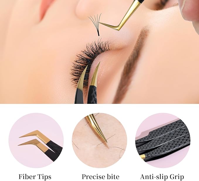 Lash Tweezers for Eyelash Extensions,Precision Fiber Tip for Volume Eyelash Extensions,Lash Extension Tweezers for Easy Application and Removal-A10