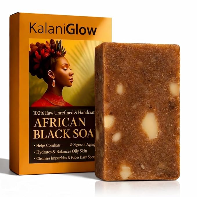 African Black Soap– Raw African Black Soap Bar Moroccan Black Soap Hydrates Dry Skin for All Skin Types, Supports a More Even-Looking Skin Tone for Face & Body Wash