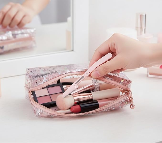 [Aesthetic Design] Folding Eyebrow Trimmer Set, a Must - have for Beginners, Anti - scratch Stainless - steel Women's Razor with Protective Net